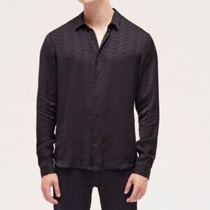 NWT The Kooples black men zigzag jacquard shirt. Size medium size
